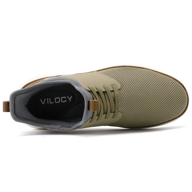 VILOCY Mens Slip On Casual Dress Shoes Hands Free Fashion Sneakers Mesh Tennis Walking Shoes Comfortable Work Shoes Breathable Lightweight Non Slip Khaki,EU44New - Image 3