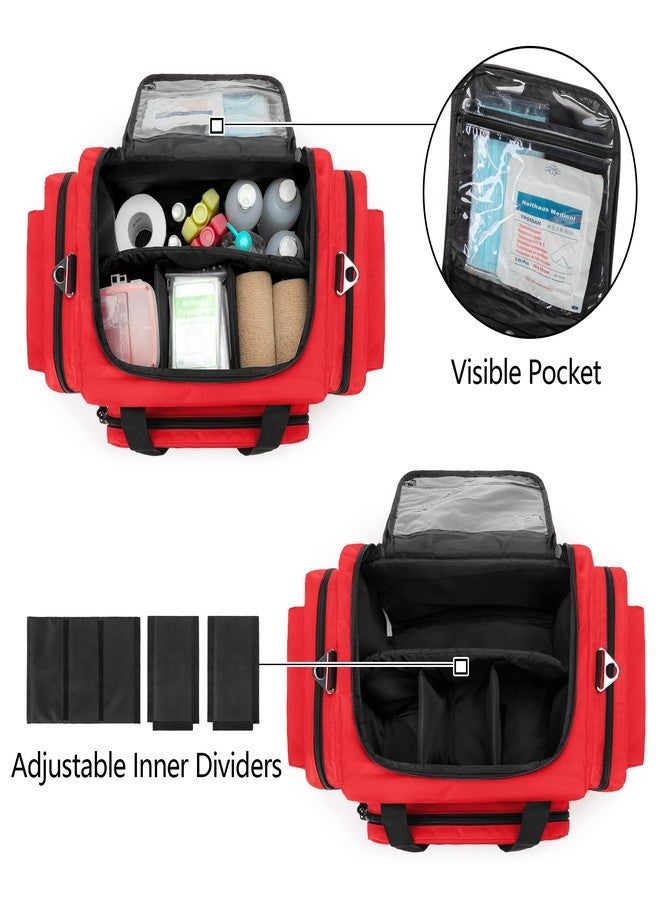Damero حقيبة طبية مهنية داميرو فارغة، حقيبة صدمة لمستجيبي الطوارئ مع فواصل قابلة للفصل للرعاية الصحية المنزلية، EMT، EMS، حمراء (حقيبة فقط) - Image 2