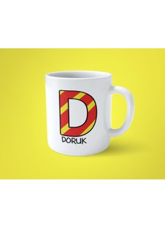 Hesaplısı Burada The Cheapest Here Yellow Red D Initial Name Printed Mug  - Image 1
