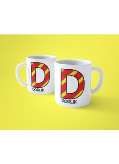 Hesaplısı Burada The Cheapest Here Yellow Red D Initial Name Printed Mug  - Image 2