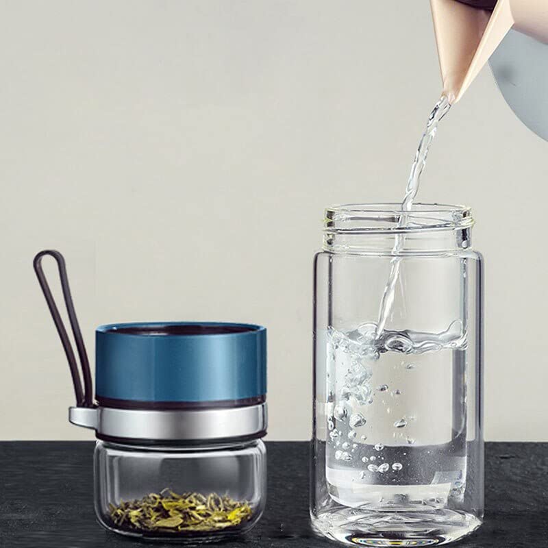THE VENTI VENTI Misfein Premium Detox Tea Infuser Bottle DoubleWalled Glass BPAFree EcoFriendly HeatResistant with Protective Sleeve Perfect for Busy Moms 320 ml Twin Blue - Image 4