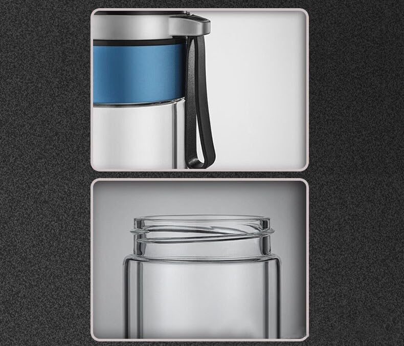 THE VENTI VENTI Misfein Premium Detox Tea Infuser Bottle DoubleWalled Glass BPAFree EcoFriendly HeatResistant with Protective Sleeve Perfect for Busy Moms 320 ml Twin Blue - Image 3