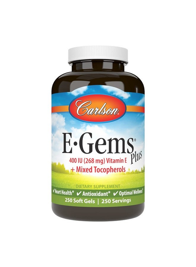 Carlson - E-Gems Plus, Natural Vitamin E 400 IU, Supports a Healthy Heart, 250 soft gels - Image 1