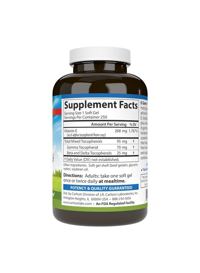 Carlson - E-Gems Plus, Natural Vitamin E 400 IU, Supports a Healthy Heart, 250 soft gels - Image 2