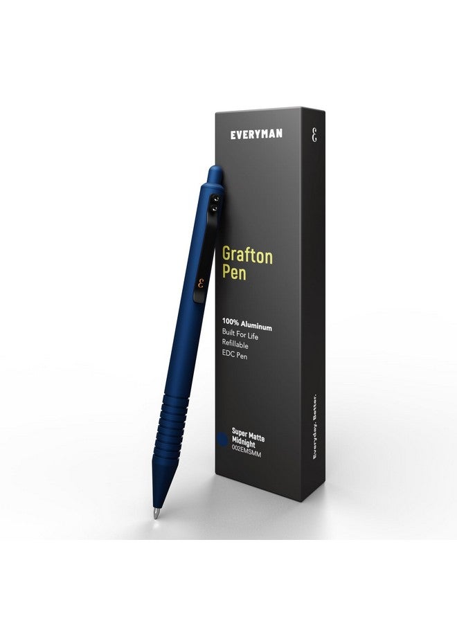 Everyman Midnight Super Matte Grafton Pen Pocketsize Writing Pen Luxury Edc Premium Ink Pen Bold Point Ballpoint Pens Office Supplies Fine Point Smooth Writing Pen With Grooved Grip - Image 1