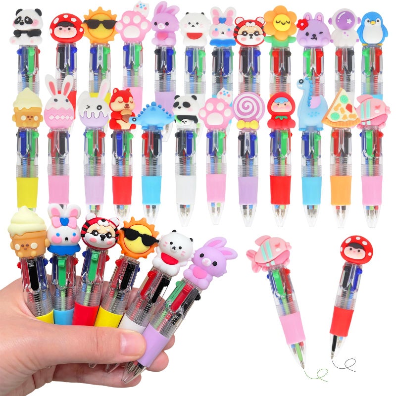 Zhirlyn Party Favor for Kids Mini Multicolor Pens in One 4-in-1 Cute Pens Bulk for Kids Fun Kawaii Cool Ballpoint Pen for Birthdays Gifts and Goodie Bag Stuffers Teacher Supplies (Cute, 24) - Image 1