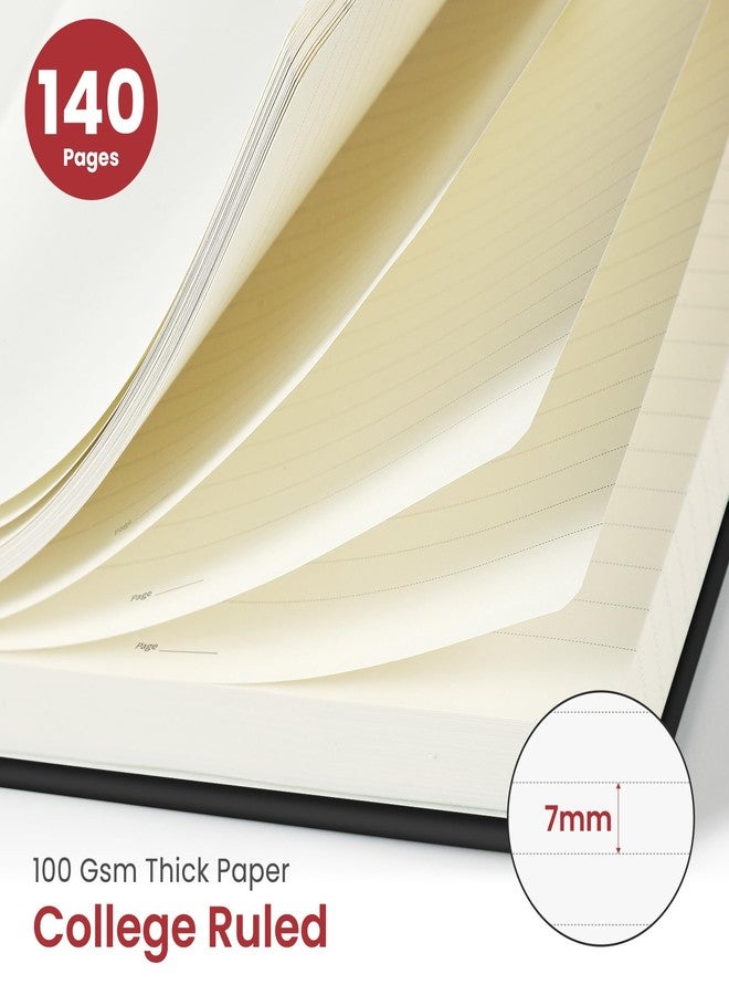 Taja Lined Spiral Journal Notebook for Women and Men, 140 Pages, College Ruled Hard Cover Notebook for Work and Notes, Journals for Writing, A5 (6 x 8 Inch) - Black - Image 2