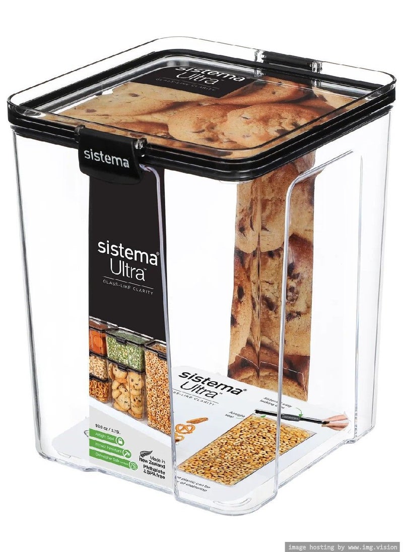 sistema Sistema Tritan Ultra Square 2.75L, stackable container, comes with clear finish, durable and shatter proof. Is dishwasher safe and BPA Free.  - Image 1