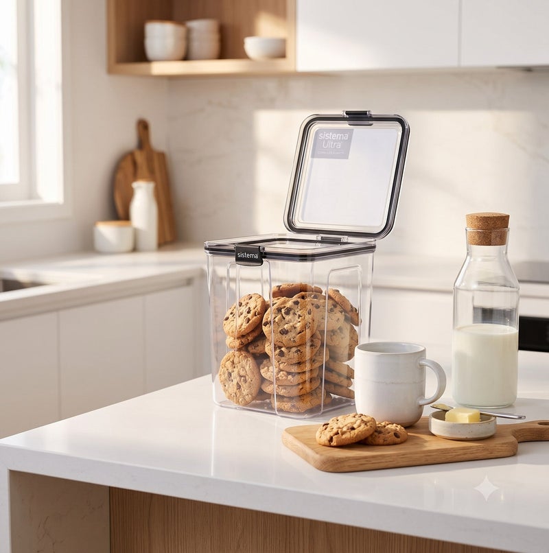Sistema Ultra Large Tritan Square Food Storage Container 2.75L with Crystal Clear Tritan Plastic, Airtight BPA Free Kitchen Storage Canister for Pantry, Cookies & Dry Food, Made in New Zealand - Image 3