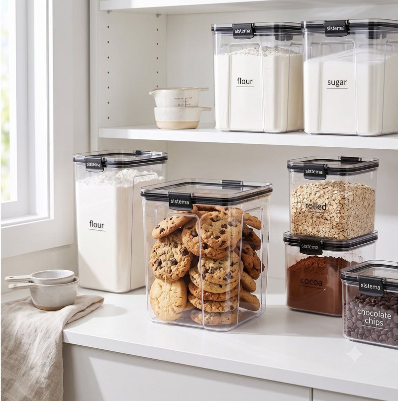 Sistema Ultra Large Tritan Square Food Storage Container 2.75L with Crystal Clear Tritan Plastic, Airtight BPA Free Kitchen Storage Canister for Pantry, Cookies & Dry Food, Made in New Zealand - Image 4