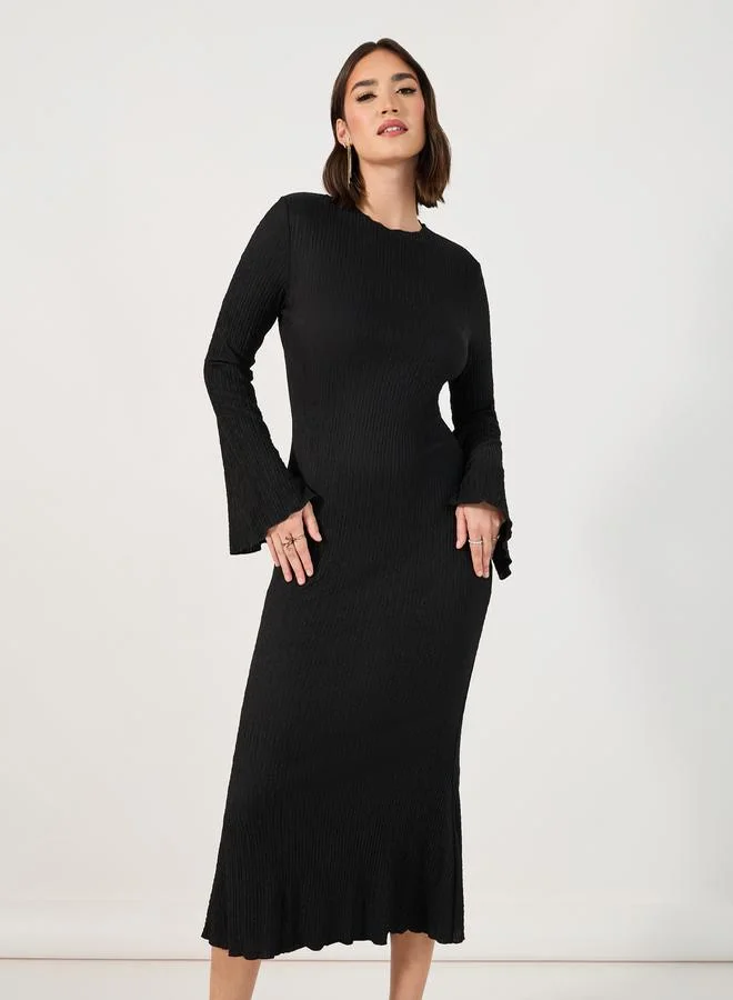 Styli Ribbed Trumpet Dress