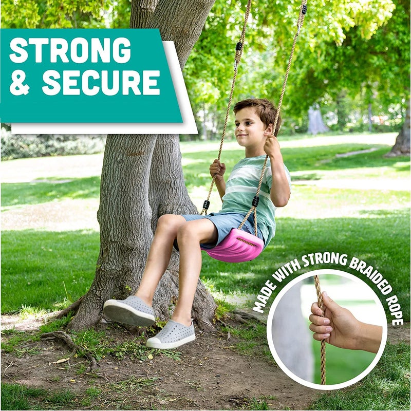 FunBlast أرجوحة للأطفال – أرجوحة بلاستيكية قابلة للتعديل / جولا للأطفال، أرجوحات معلقة داخلية وخارجية للأطفال من عمر 3 سنوات فما فوق، مقعد أرجوحة للأطفال مع قبضة يد (متعدد الألوان) - Image 5