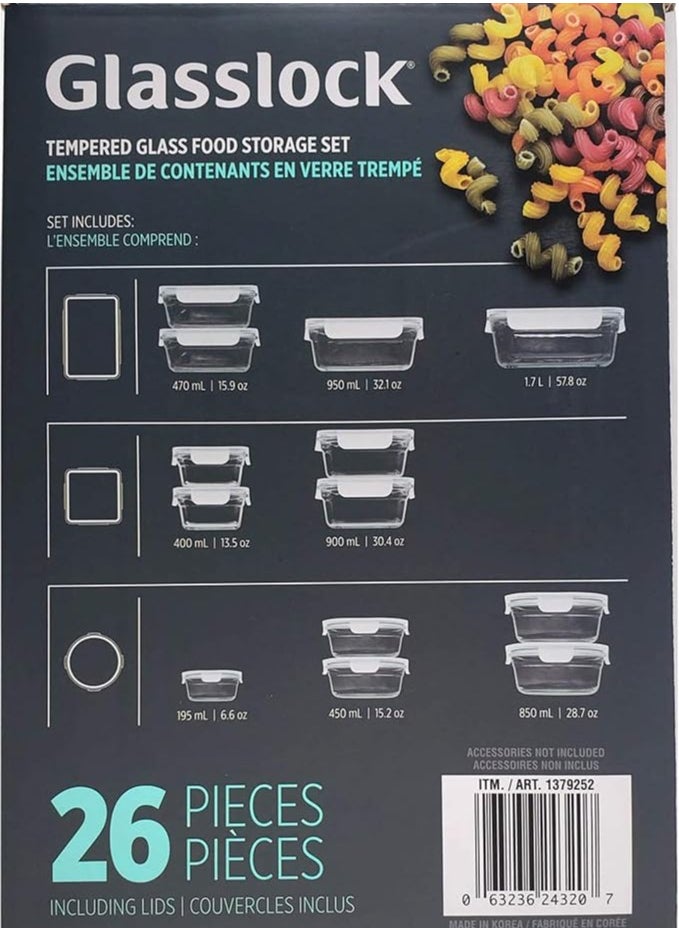 Glasslock 26-Piece Glass Food Storage Containers With Lids Clear Oven, Microwave and  Frezer Safe  - Image 5