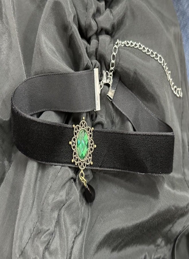 Dtja Vintage Black Velvet Choker Necklace for Women Gothic Victorian Crystal Charms Adjustable Chain Necklaces Retro Boho Dress Accessories Punk 80s 90s Christmas Halloween Cosplay Party Jewelry (Green CZ) - Image 5