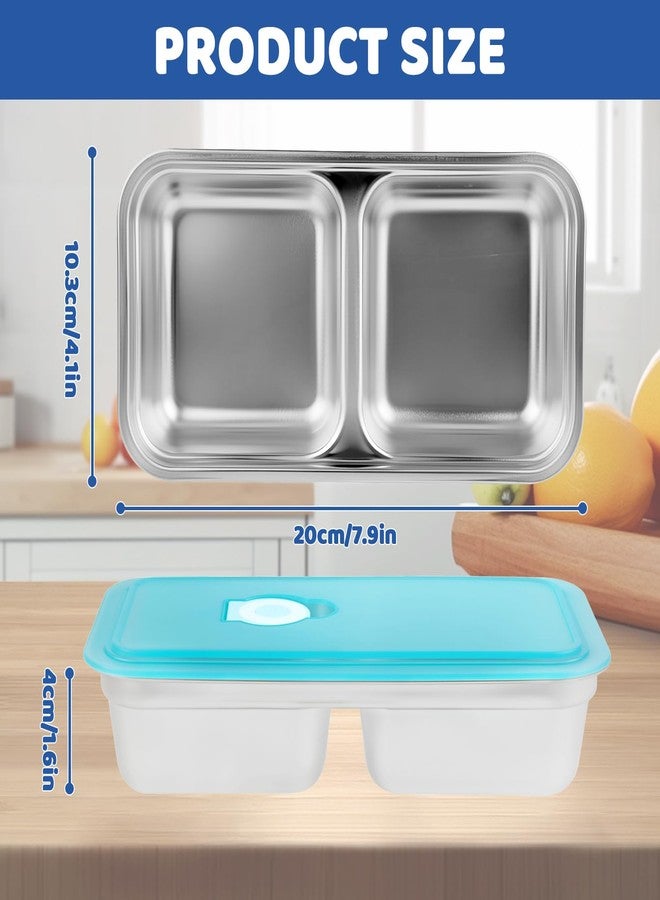 Pinsit Grab and Go Snack Containers, 2 PCS Stainless Steel Snack Containers, 30oz Double Compartment Metal Snack Container with Lids, Reusable, Ideal for Travel and Outdoor Camping - Image 3