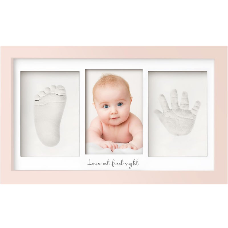 KeaBabies Baby Hand and Footprint Kit - Clay Handprint Keepsake Frame, Newborn Nursery Picture Frame, Personalized New Mom Gifts for Baby First Christmas Shower (Petal Pink) - Image 1