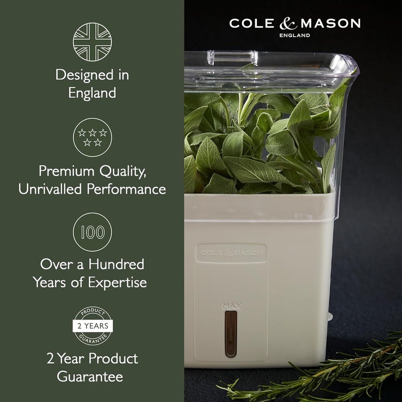 Cole & Mason Tealby Fresh Cut Herb Keeper, Herb Pot for Fridge/Herb Storage/Herb Saver/Herb Box, Acrylic, (H) 230 mm x (W) 185 mm x (D) 120 mm, Includes Removable Dividers - Image 2