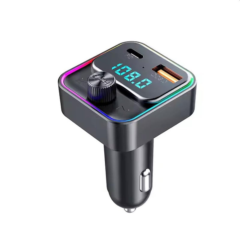 VeeDee T60 Bluetooth 5.3 FM Transmitter Car Adapter 48W (PD 30W & 18W), 2 LED Light Modes, USB Port, Light Switch, Wireless FM Radio Transmitter, Supports MP3 Player, Handsfree Calling - Image 1