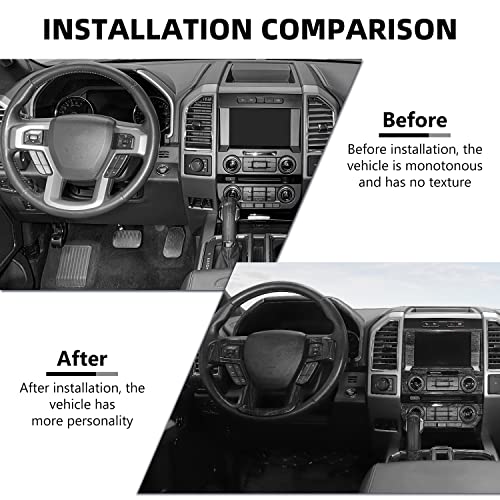 RAZPOY for F150 Interior Trim Kit 11PCS Center Console Dashboard Trim Steering Wheel Trim Navigation Panel Cover Compatible with 20152020 Ford F150 Interior Accessories Black Wood Grain - Image 3