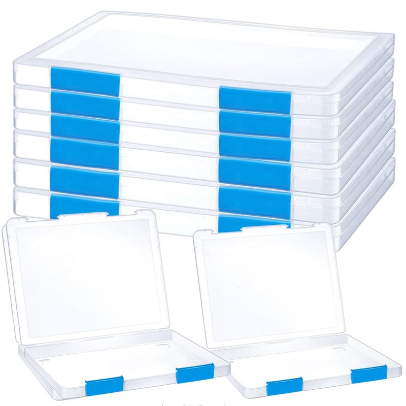 LonlyEagle 6 Pack A4 File Portable Project Case, Plastic Storage Box for 8.5" x 11" Letter Paper, Documents Magazines Holder Scrapbook Paper Storage Boxes (blue) - Image 1
