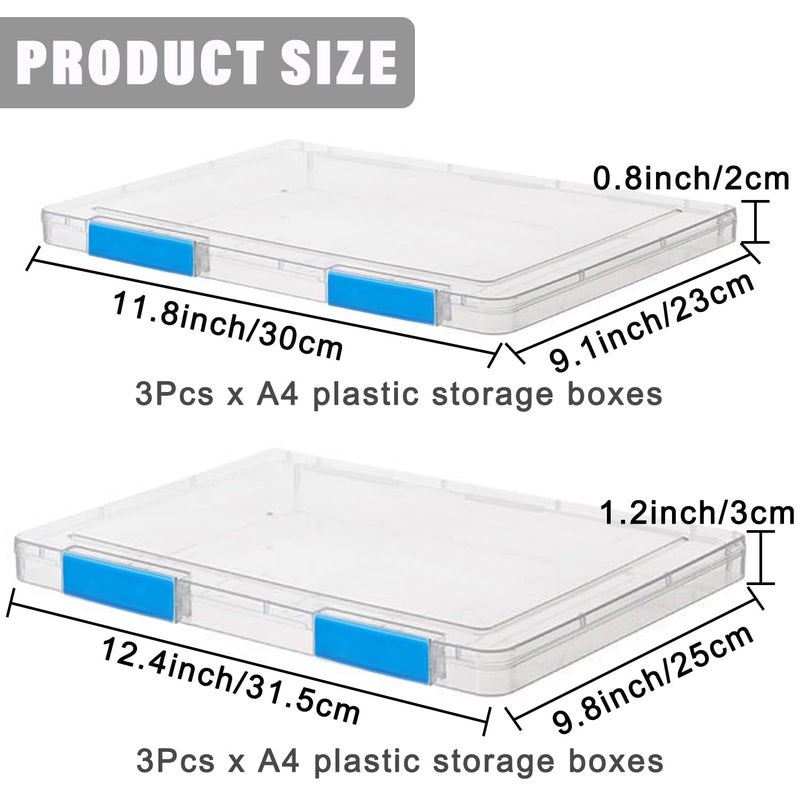LonlyEagle 6 Pack A4 File Portable Project Case, Plastic Storage Box for 8.5" x 11" Letter Paper, Documents Magazines Holder Scrapbook Paper Storage Boxes (blue) - Image 2