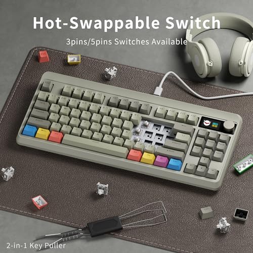 OHY XVX Wired 75% Retro Gaming Keyboard with 2 HUB Ports, M87 Pro Mechanical Keyboard with Customizable Switches, Compact Gamer RGB - Grey - Image 2