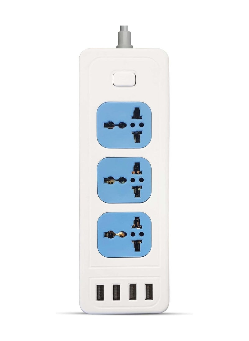 G-POWER - G-Power GP310 Overload Protection Power Strip Containing A Universal Smart Socket And Four USB Ports With 2 Meter PVC Wire 100-250 Volt Maximum - White - Image 1