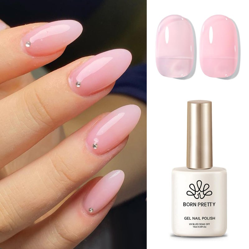 Born Pretty Jelly Gel Nail Polish Valentine's Day Jelly Light Pink Gel Polish Sheer Translucent Soak Off Gel Polish Nail Art DIY 15ML - Image 1
