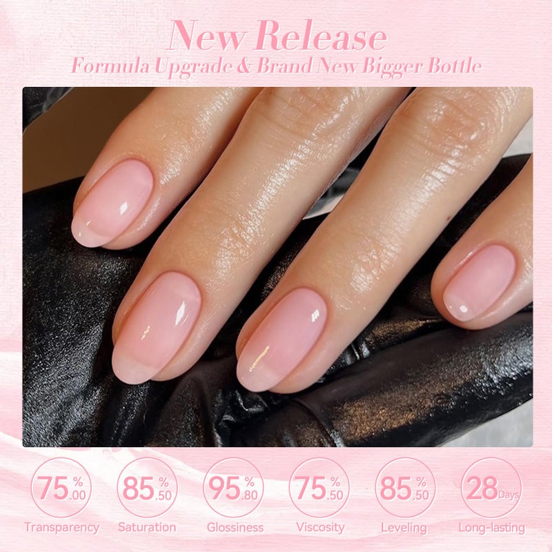 Born Pretty Jelly Gel Nail Polish Valentine's Day Jelly Light Pink Gel Polish Sheer Translucent Soak Off Gel Polish Nail Art DIY 15ML - Image 4