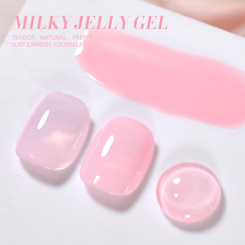 Born Pretty Jelly Gel Nail Polish Valentine's Day Jelly Light Pink Gel Polish Sheer Translucent Soak Off Gel Polish Nail Art DIY 15ML - Image 3