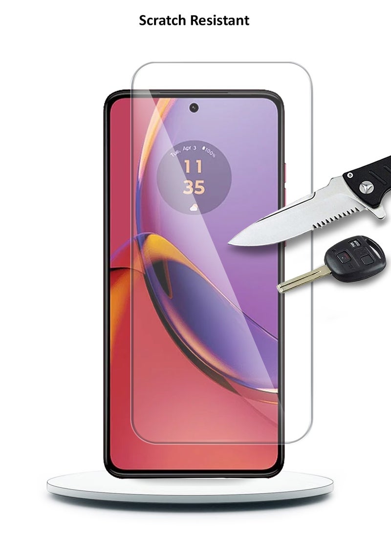 دبليو تيك واقي شاشة من الزجاج المقوى بحواف منحنية من سلسلة بريميوم 9H 2.5D لهاتف موتورولا موتو G84 5G 2023 شفاف - Image 3