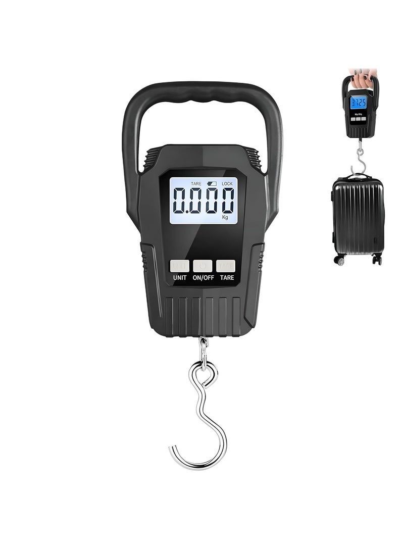 Scale 50kg | Portable Digital Hanging Scale with Backlit LCD, Large Handle, Luggage Scale for Suitcase,