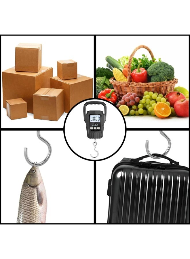 Scale 50kg | Portable Digital Hanging Scale with Backlit LCD, Large Handle, Luggage Scale for Suitcase,