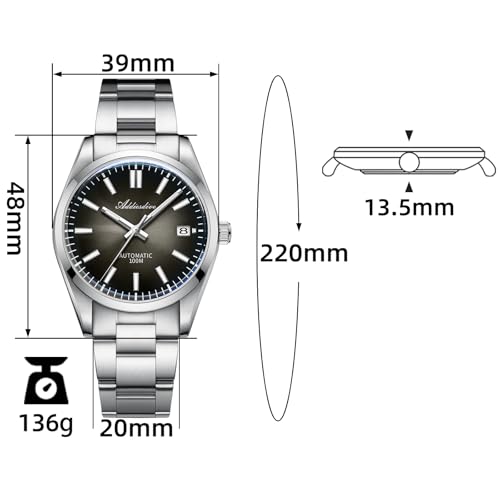 ADDIESDIVE ساعات أوتوماتيكية فاخرة للرجال من ADDIESDIVE كريستال ياقوتي حركة NH35A مقاومة للماء حتى 100 م قرص متدرج أحمر مضيء BGW9 - Image 2