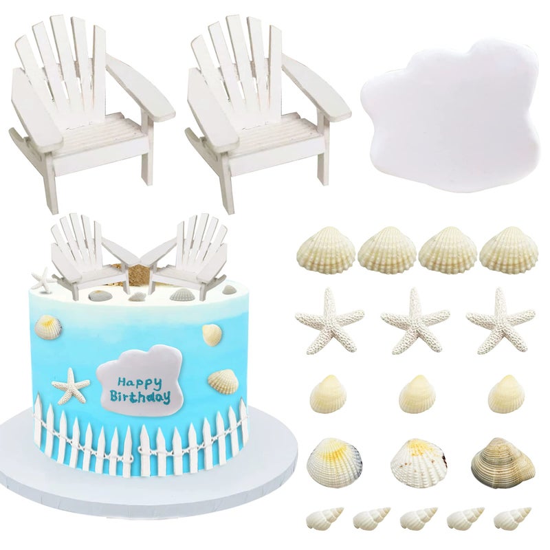 KEEPARTY Beach Cake Topper Wedding Cake Topper Wooden Adirondack Miniature Beach Chair Mini Doll Furniture Top Decoration for Dollhouse Wedding Anniversary Beach Theme Cake Decoration - Image 1