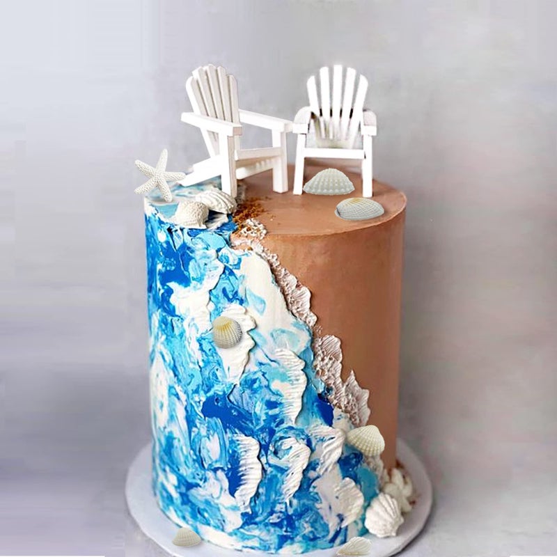 KEEPARTY Beach Cake Topper Wedding Cake Topper Wooden Adirondack Miniature Beach Chair Mini Doll Furniture Top Decoration for Dollhouse Wedding Anniversary Beach Theme Cake Decoration - Image 3