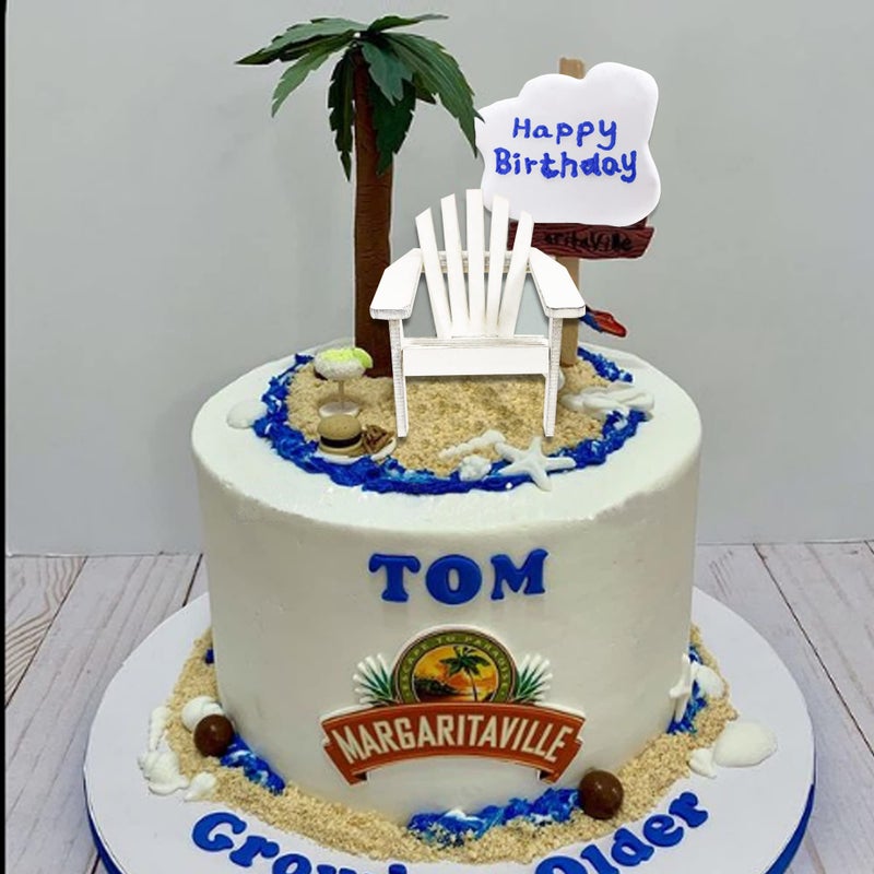 KEEPARTY Beach Cake Topper Wedding Cake Topper Wooden Adirondack Miniature Beach Chair Mini Doll Furniture Top Decoration for Dollhouse Wedding Anniversary Beach Theme Cake Decoration - Image 5