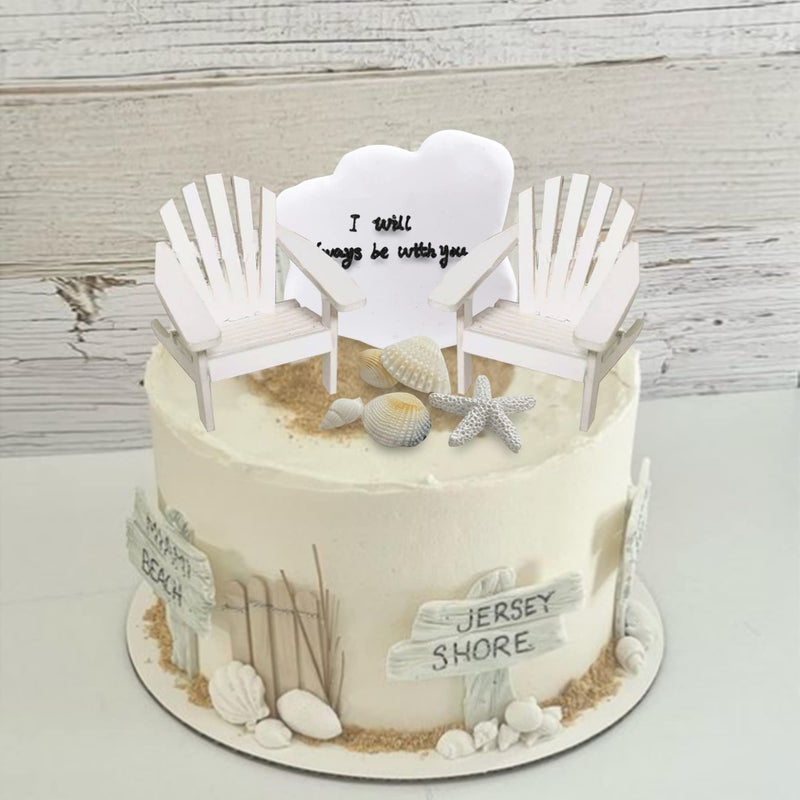 KEEPARTY Beach Cake Topper Wedding Cake Topper Wooden Adirondack Miniature Beach Chair Mini Doll Furniture Top Decoration for Dollhouse Wedding Anniversary Beach Theme Cake Decoration - Image 4