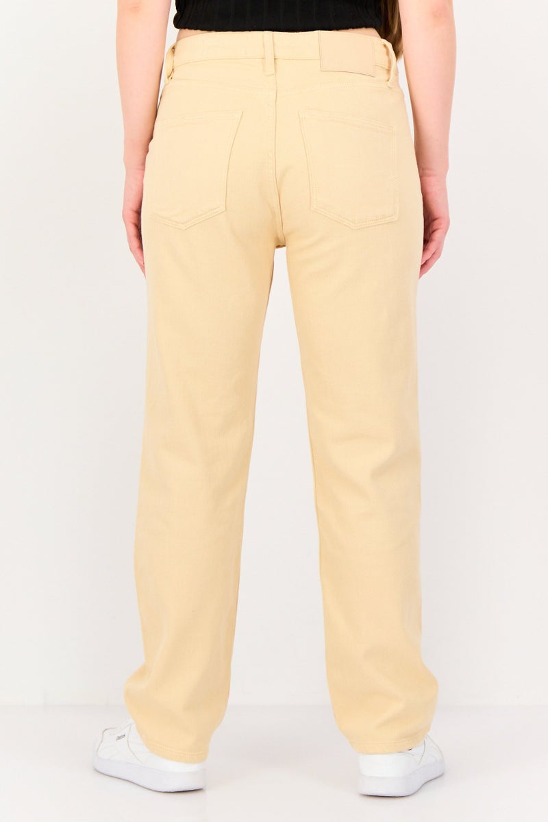 Reiko Women Regular Fit Solid Straight Leg Pants, Baige - Image 2