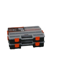 Tactix 2-Piece Multi-Compartment Interlocking Tool Organisers Black and Orange 6.6 x 37.4 x 29.4 cm 320034  - Image 1