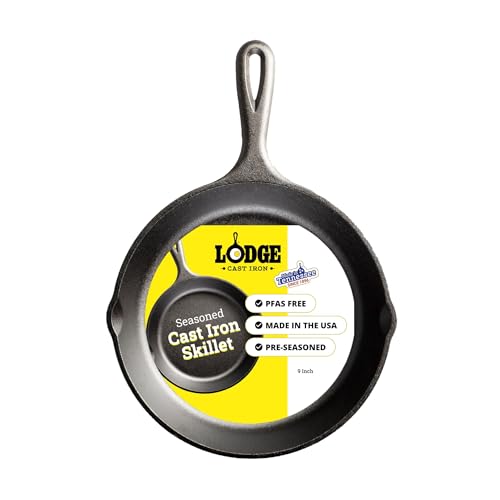 Lodge Pre-Seasoned Cast Iron Skillet (9 Inch, Black) - Image 1