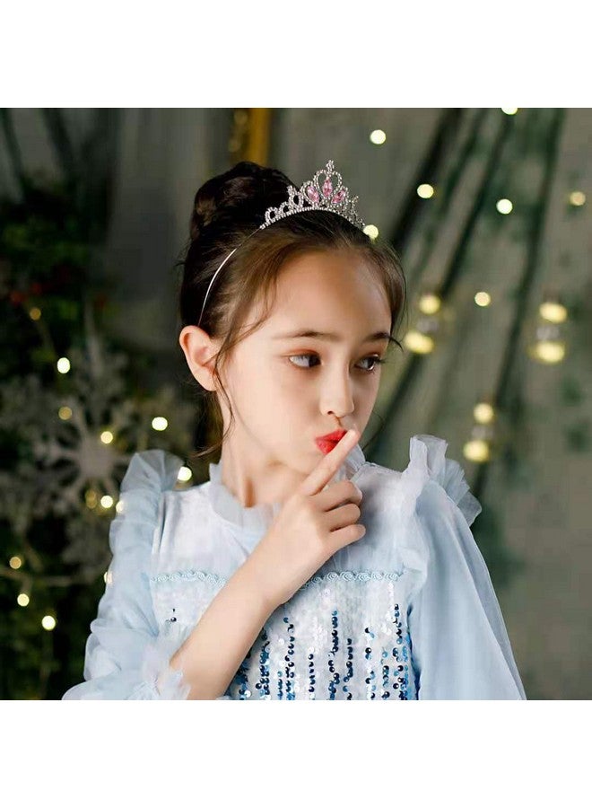 Brishow Rishow Rhinestone Girls Tiara And Crown Silver Crystal Princess Crowns Birthday Party Headband Tiaras (Pink) - Image 5