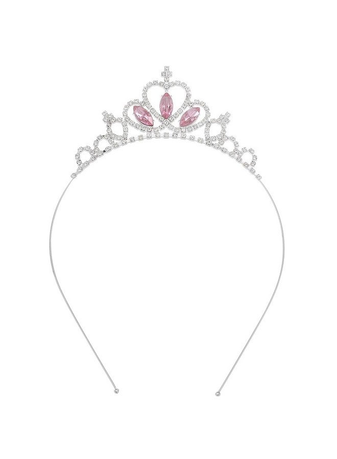 Brishow Rishow Rhinestone Girls Tiara And Crown Silver Crystal Princess Crowns Birthday Party Headband Tiaras (Pink) - Image 2