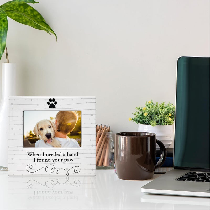 بانبيري ديزاينز إطار صورة لمحبي الكلاب عندما كنت بحاجة إلى يد ، وجدت صورة PET Photo Photo Photo Photo Photo Photo معروضة للهدايا المكتبية على الطاولة لعشاق الكلب أو القط - الإطار قياس 8 "" x7.25 " - يحمل صورة 6'x4" - Image 2