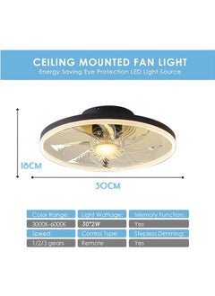 LENND Ceiling Fans with Lights, Low Profile Modern Ceiling Fans with Lights Remote, 50CM Flush Mount Ceiling Fans Dimmable with Memory Function, Smart Ceiling Fans for Bedroom and Kitchen  - Image 4