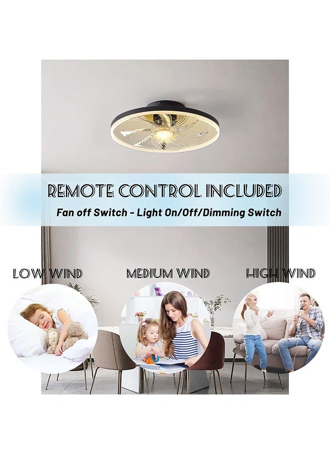 LENND - Ceiling Fans with Lights, Low Profile Modern Ceiling Fans with Lights Remote, 50CM Flush Mount Ceiling Fans Dimmable with Memory Function, Smart Ceiling Fans for Bedroom and Kitchen - Image 1