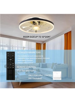 LENND Ceiling Fans with Lights, Low Profile Modern Ceiling Fans with Lights Remote, 50CM Flush Mount Ceiling Fans Dimmable with Memory Function, Smart Ceiling Fans for Bedroom and Kitchen  - Image 5