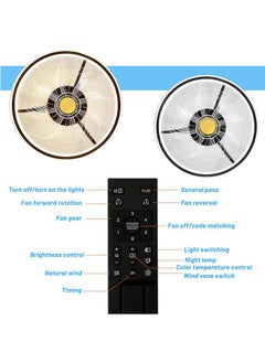 LENND Ceiling Fans with Lights, Low Profile Modern Ceiling Fans with Lights Remote, 50CM Flush Mount Ceiling Fans Dimmable with Memory Function, Smart Ceiling Fans for Bedroom and Kitchen  - Image 3