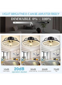 LENND Ceiling Fans with Lights, Low Profile Modern Ceiling Fans with Lights Remote, 50CM Flush Mount Ceiling Fans Dimmable with Memory Function, Smart Ceiling Fans for Bedroom and Kitchen  - Image 2