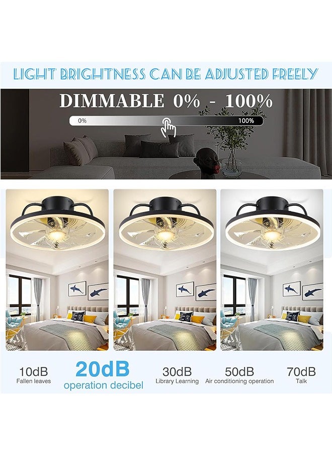 LENND - Ceiling Fans with Lights, Low Profile Modern Ceiling Fans with Lights Remote, 50CM Flush Mount Ceiling Fans Dimmable with Memory Function, Smart Ceiling Fans for Bedroom and Kitchen - Image 1